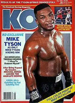 A cover of KO Magazine featuring a portrait of Mike Tyson taken by Apter