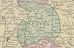 Ardalan in the Cram's Family Atlas map, 19th century