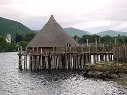 Reconstructed crannóg on Loch Tay