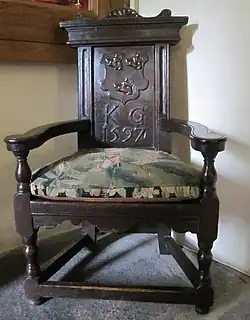 Caquetoire chair at Crathes made for Katherine Gordon, 1597