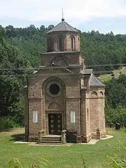 A small stone church building
