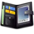A wallet containing cash and credit cards