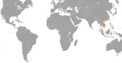 Map indicating locations of Cuba and Vietnam