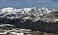 Never Summer Mountains. Mount Cumulus (left), Howard Mountain (center), and Mount Cirrus (right).