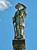 Close-up of the statue honoring Confederate dead in Cuthbert's Main Square.