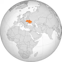 Map indicating locations of Cyprus and Ukraine