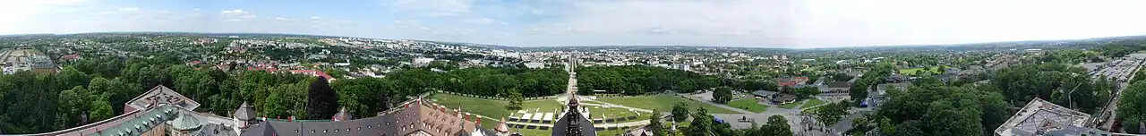 Panorama of Częstochowa. View from the Jasna Góra monastery tower