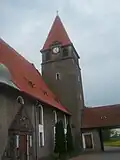 Rectangular temple tower hipped roof covered