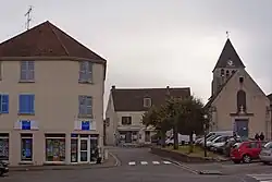 The church and shops in Plaisir