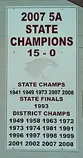 Fighting Wildcats Stadium - championship plaque