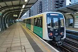 DLR train at Pontoon Dock DLR station