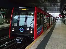 B07 stock train 109 at Heron Quays DLR station