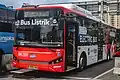 Skywell NJL6129BEV low-deck electric bus, serving feeder route 1P