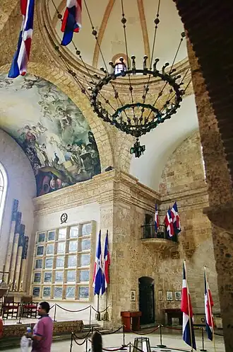 Dominican flags at the National Pantheon of the Dominican Republic
