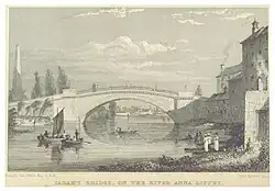 Island Bridge, seen here circa 1820 when it was known as Sarah's Bridge.