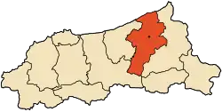 Map of Jijel Province highlighting El Ancer District
