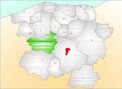 Map showing Daday District (green) in Kastamonu Province