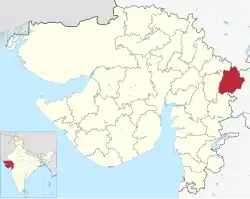 Location of district in Gujarat