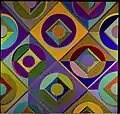 Dance Line (2001), Op art, oil painting on linen canvas (180 × 180&nbsp;cm). Collection of the POPA Museum (Op art and Illusion Museum), Porrentruy, Switzerland.