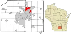 Location in Dane County and the state of Wisconsin