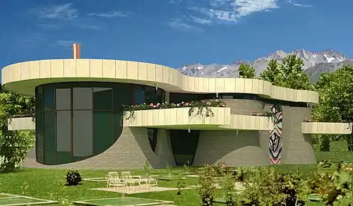 Dariush Borbor (Architect and Urban Planner), House Nahavandi, South-East View, Tehran, 1965