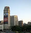 The Broderick Tower's whale mural replaced by advertising (2007)