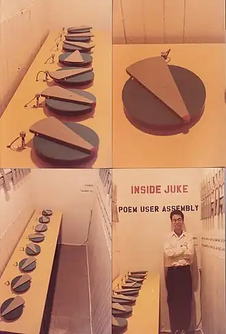 David Weinstein with "Poem User Assembly" installation, PS1 Contemporary Art Center (now MoMA PS1), 1982