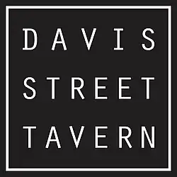 A minimalistic black square, with the white text "David Street Travern"