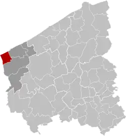 Location of De Panne in West Flanders