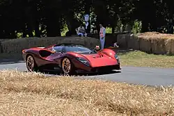 The De Tomaso P72 on the Goodwood hill climb course