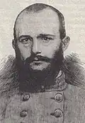 Old newspaper picture of a balding Confederate Civil War general