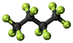 Ball-and-stick model of perfluorobutane