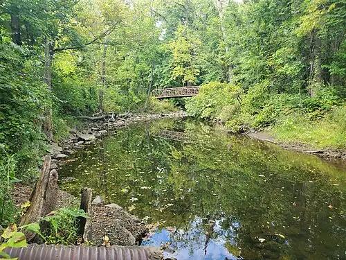 Looking downstream (north) from near the parking lot in Deep River County Park