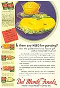 1932 magazine advertisement for a variety of canned fruit products