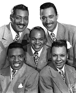 The quartet with pianist Rene DeKnight. Top left to right: Lee Gaines, DeKnight. Center: Carl Jones. Bottom left to right: Traverse Crawford, Kelsey Pharr.