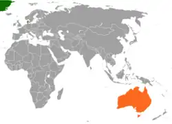 Map indicating locations of Denmark and Australia