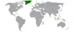Map indicating locations of Denmark and Sri Lanka