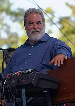 Drew performing with 10,000 Maniacs at Pittsford Park in Lake Forest in 2015