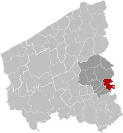 Location of Dentergem in West Flanders