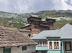 Deori Khaneti Fort in Kotkhai with view of apple orchards behind
