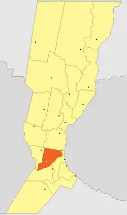 Location of Iriondo Department within Santa Fe Province