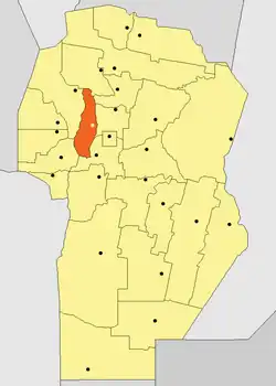 Location of Punilla Department in Córdoba Province