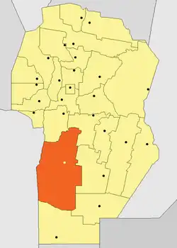 Location of Río Cuarto Department in Córdoba Province