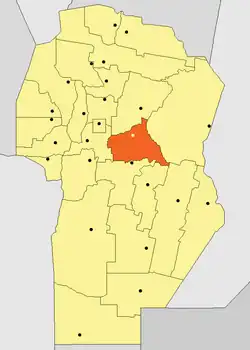 Location of Río Segundo Department in Córdoba Province