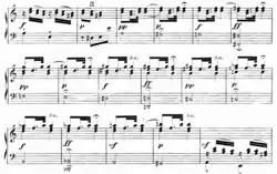 Omnibus progression in Carl Philipp Emanuel Bach's ''Rondo, No. 3 in A minor'' (mm. 136-156).