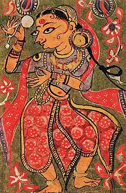 Woman dressed in choli, antariya and uttariya (veil), ca. 1375–1400
