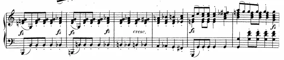 Omnibus progression in Franz Schubert's ''Piano Sonata in A Minor, D 845'', Moderato.