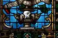 Detail of De Matteis signature on a stained-glass window in the sacristy of San Francesco d'Albaro, 1904.