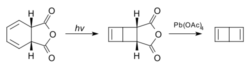 Dewar benzene synthesis reported by E. E. van Tamelen and Pappas[5]