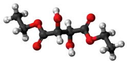 Ball-and-stick model of the diethyl tartrate molecule